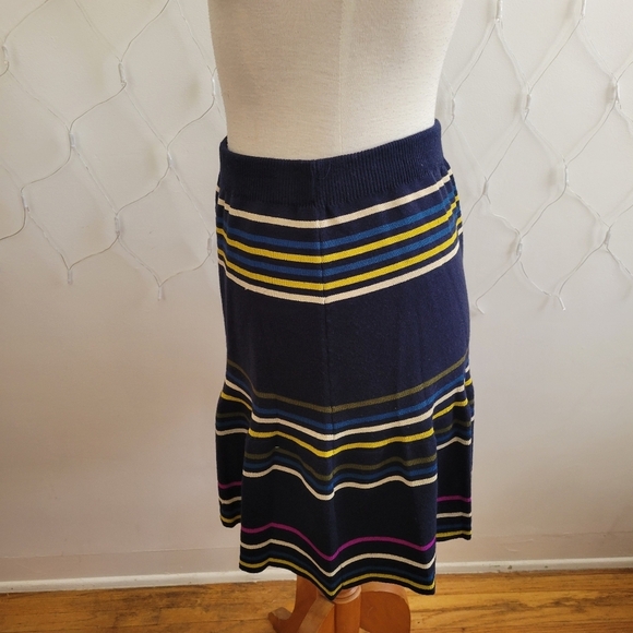 Rachel Roy Striped Knit Mini Skirt / Navy + Stripes / Size Medium - Picture 2 of 5